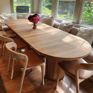 <span class=keywords><strong>Tavolo</strong></span> da Pranzo di Lusso in Legno Allungabile da Rotondo a Ovale con Base a Colonna Scanalata, Set di Mobili da <span class=keywords><strong>Cucina</strong></span> Moderni <span class=keywords><strong>e</strong></span> Minimalisti con <span class=keywords><strong>4</strong></span> <span class=keywords><strong>Sedie</strong></span>, 6 Posti - Product Image 5