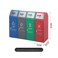 Poubelle à déchets en métal d'extérieur, tri des déchets, public, commercial, 4 compartiments, poubelle