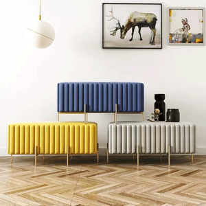 Poggiapiedi Moderno per Soggiorno e Camera da Letto, Pouf Rettangolare con Gambe Dorate, Panca per Divano - Product Image 3