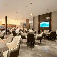 Solution tout-en-un JEILI pour hôtels et restaurants : mobilier de restaurant moderne avec sièges en cuir, table carrée en marbre, ensemble de table et chaises design.