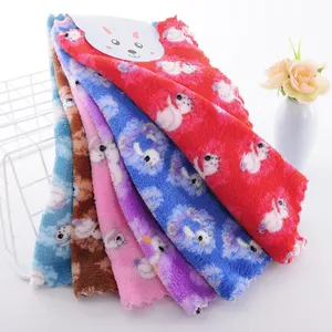 Coral fleece bear pattern square towel soft absorbent small towel kindergarten children's face towel kitchen cleaning cloth