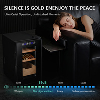 Humidificateur à cigares électrique, armoire réfrigérée thermoélectrique, capacité 23L, contrôle numérique de la température et de l'humidité, présentoir à cigares