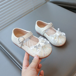 Chaussures de danse scintillantes pour enfants, sandales plates à nœud pour petites princesses, chaussures habillées pour enfants - Product Image 5