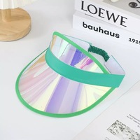 Gorra Visera Holográfica al por Mayor con Logotipo Personalizado, Visera Solar Iridiscente de PVC, Gorra Deportiva Transparente Ajustable para Hombres y Mujeres