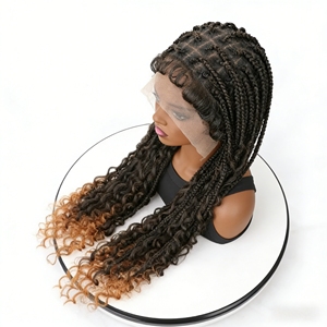 Parrucca Sintetica ad Alta Densità Tintabile, Stile Boho Goddess Locs, 30 Pollici, Treccine a Crochet Stile Messy Box, Ricci, con Frontale in Pizzo, da Donna - Product Image 6