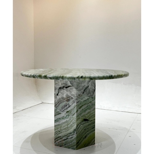 <span class=keywords><strong>Table</strong></span> à manger ronde en marbre Shangrila de qualité supérieure, mobilier en pierre, design de base hexagonale, <span class=keywords><strong>table</strong></span> à manger en marbre vert clair moderne - Product Image 4