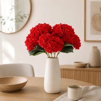 Bunga Hydrangea Buatan 45cm Grosir, Tangkai Tunggal dengan Daun Sutra, DIY untuk Dekorasi Pernikahan/Rumah/Meja