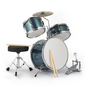 Batería Infantil Azul Cielo de 3 Piezas con Pedal, Taburete y Baquetas, Instrumento de Percusión con Parches de PVC de 14 x 10 - Product Image 4