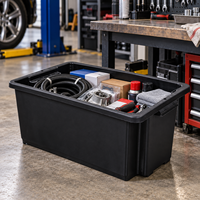Boîte de rangement ouverte 54L pour garage, atelier, outils, pièces, bac en plastique robuste