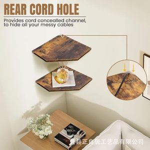 Wooden Corner <b>Shelf</b> <b>Wall</b> <b>Mounted</b> Heavy Duty Storage Rack For Kitchen Spice Organization - Product Image 3