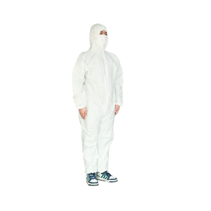 Abiti da <span class=keywords><strong>lavoro</strong></span> Non tessuti monouso con cappuccio bianco per laboratori indumenti di sicurezza per officina senza polvere - Product Image 1