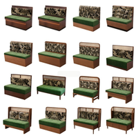 Ensemble de banquettes de restaurant modernes courbes avec dossier en rotin et banc rembourré, et table ronde en pierre frittée pour café et bistro