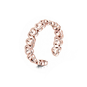 Waterproof Stainless Steel 18K <b>Gold</b> Plated Zircon Durable Heart Adjustable Open <b>Toe</b> <b>Rings</b> Stackable Summer Beach Foot Midi - Product Image 2