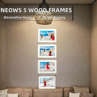 Juego de Marcos de Fotos de Madera para Pared NEOWS, Decoración con Cuerda, Collage de Múltiples Fotos, Forma Rectangular, Orientación Horizontal, 10x15cm (Blanco 5)