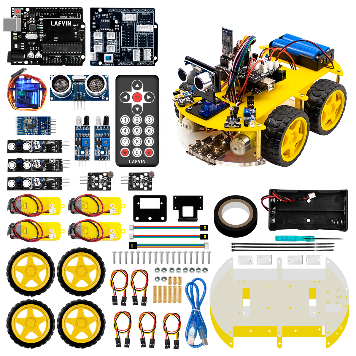 LAFVIN 4WD Multi RobotCar Kit Upgraded V2.0 for Arduino Robot STEM /Graphical Programming Robot Car