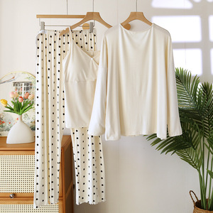 Pijamas de <span class=keywords><strong>Lactancia</strong></span> de Algodón Personalizados al por Mayor para Mujer, Ropa de Dormir de Verano de 3 Piezas para Embarazadas, Ropa de <span class=keywords><strong>Maternidad</strong></span>, Camisón de <span class=keywords><strong>Lactancia</strong></span> - Product Image 3