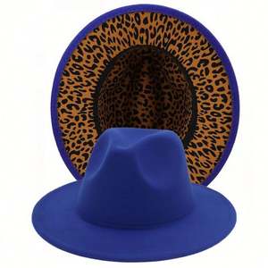Sombreros Fedora con Estampado de Leopardo en Dos Tonos, Sombrero de Fieltro Estilo Jazz, Casual, de Invierno, con Ala Ancha, Venta al Por Mayor - Product Image 2