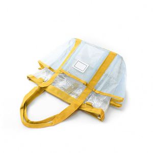 <b>Clear</b> Beach Tote Set with Round Pouch Large Waterproof See-Through Multi-Pocket Pool <b>Bag</b> for Women Wipe-Clean Custom Logo Summer - Product Image 4