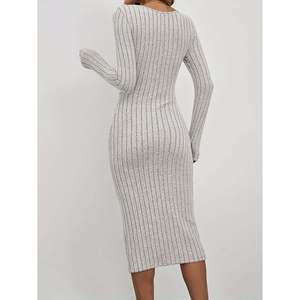 Vestido midi de punto acanalado gris claro S(66) Ropa casual - Product Image 5