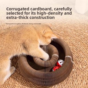 Juguete rascador para gatos con campana para autoentretenimiento y alivio del aburrimiento, poste rascador para cama, para afilar garras, <span class=keywords><strong>Corru</strong></span> - Product Image 4