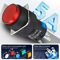 Interrupteur à bouton-poussoir momentané rouge 16 mm IP54 pour contrôle de signalisation personnalisé, 220 V, en plastique, pour appareils électroménagers, vente directe usine