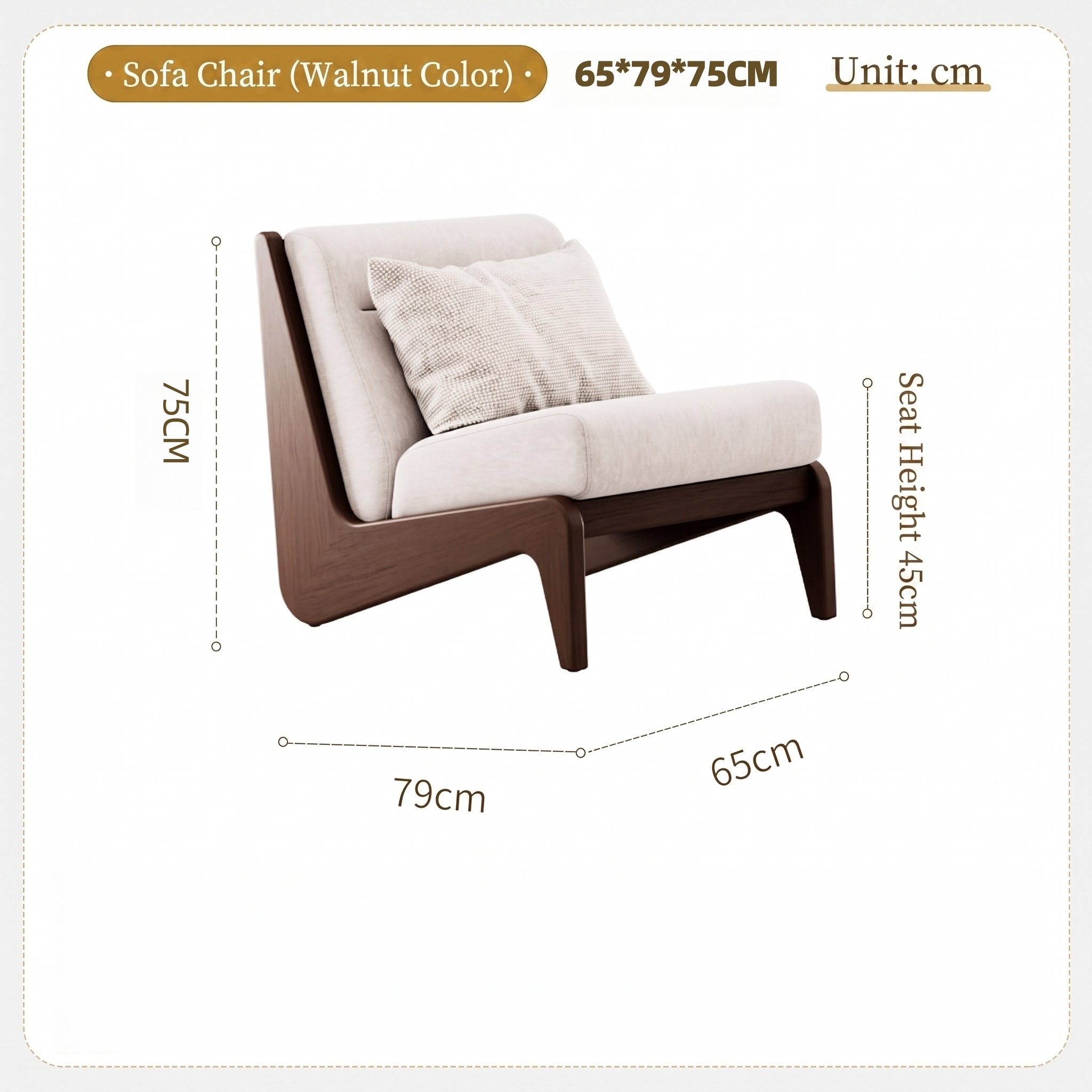 Walnut-colored sofa chair