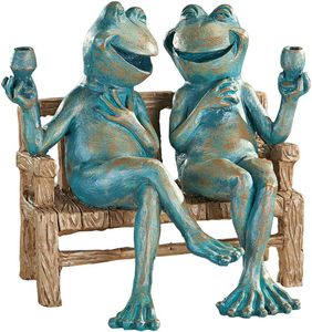 Statua da Giardino '<span class=keywords><strong>Happy</strong></span> Hour Frogs', Decorazione Perfetta per il Tuo Giardino e gli Spazi Interni - Product Image 1