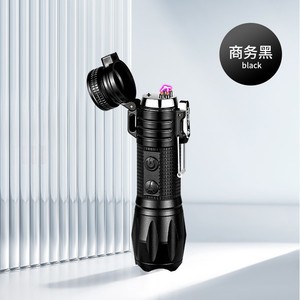 Encendedor de doble arco a prueba de viento para exteriores, linterna, encendedor electrónico USB de Metal, negro HL328 - Product Image 4