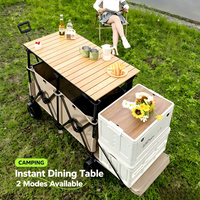 Table de camping pliable à quatre roues, chariot de courses étanche avec ouverture arrière, multi-usages, pour la pêche, le rangement extérieur, en métal