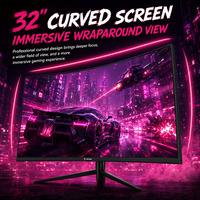 Monitor gaming curvo de 32 pulgadas, 4K, 240 Hz, panel IPS, HDR, pantalla de ordenador sin bordes, pantalla de escritorio de alta definición para oficina y PC