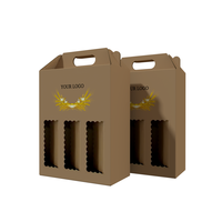 Boîte en Carton Ondulé Personnalisée pour Bouteilles de Vin (3/6 Packs), Jus, Boisson ou Café avec Poignée