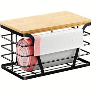 Nouveau produit 2025 : Distributeur mural empilable pour sacs poubelles standard avec couvercle en bambou - Product Image 1