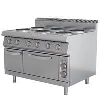 Cuisinière professionnelle électrique à 6 brûleurs en acier inoxydable 304 avec four et contrôle de zone double pour restaurants et hôtels