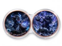 Pièce de monnaie en cuivre pur 999 de 1 oz, lot de 2, capsule Infinity, couleur UV, mythique, en relief 3D, édition collector colorée