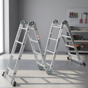 Échelle pliante multifonctionnelle en aluminium KAA-42, moderne, portable, haute résistance, antirouille, à 8 marches, capacité de 150 kg - Product Image 4