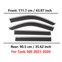Pour Tank 500 2021-2026, 4 déflecteurs de pluie pour vitres de voiture en acier inoxydable teinté fumé avec garniture chromée, sans perçage