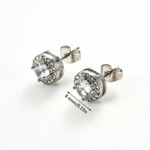 1 Par de Pendientes de Zirconia Cúbica de Acero Inoxidable para Mujer, Modernos, Multicolores, Hipoalergénicos, Brillantes, Joyería para Regalo - Product Image 2