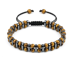 4mm Natural Hematite Tiger Eye <b>Bracelet</b>, Adjustable <b>Bracelet</b>, Fashion Jewelry Gift for Men and Women Wholesale - Product Image 3