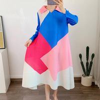 Nouvelle Robe Longue Plissée Imprimée pour Femme 2026, Grande Taille, Ample et Élastique, Couleurs Assorties, Style Simple