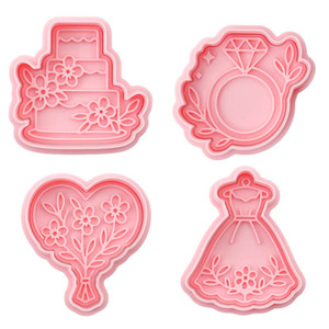<span class=keywords><strong>Emporte</strong></span>-pièce 3D en forme de robe de mariée et bague de fiançailles pour biscuits en pâte à modeler et biscuits imprimés DIY - Product Image 5