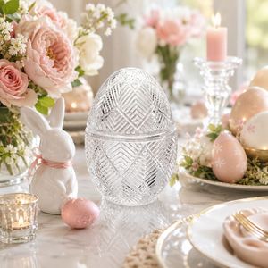 Spring Table Centerpiece Decor Luxury Soda-Lime Glass <b>Ornament</b> <b>Easter</b> Embossed Transparent Decorative Egg - Product Image 3