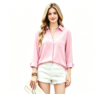 Chemise décontractée ample à manches longues en satin pour femme, col boutonné, idéale pour le bureau, les rendez-vous, les vacances et les soirées – Nouveauté OEM très prisée