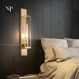 Светодиодный настенный светильник E27 IP20, элегантные китайские лампы В креативном стиле из латуни, с теплым белым светом и стеклом, для спальни, гостиной