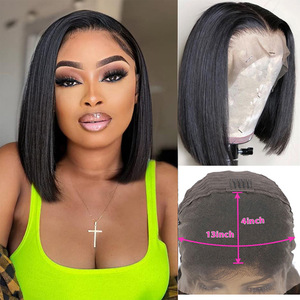 Perruque Bob Lace Frontale en Cheveux Humains Européens et Américains, 8-14 pouces, Densité 150-180%, Style Noir, Peut Être Permanente et Teinte - Product Image 2