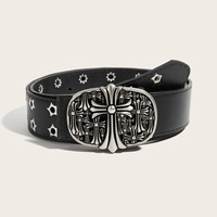 Ceintures de marque de style punk gothique, ceinture Y2K 1 1, ceinture classique pour homme avec boucle croisée en cuir PU noir pour homme et femme