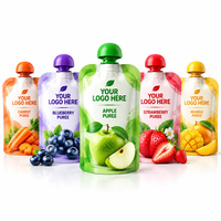 Pochette à bec verseur personnalisée avec capuchon dôme pour purée de fruits et légumes, yaourt, aliments pour bébés, anti-humidité, multi-saveurs, refermable, à ouverture facile