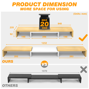 ขาตั้งจอภาพแบบคู่แบบ MDF สีโอ๊กจอคอมพิวเตอร์ย่อมาจาก2จอภาพ - Product Image 4