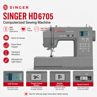 Machine à coudre informatisée SINGER HD6705 robuste, 1100 points par minute, écran LCD, 586 applications de points, coupe-fil automatique pour la couture