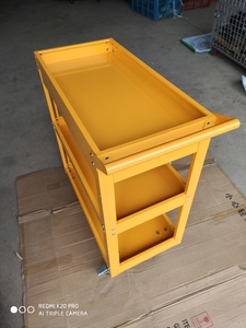 बड़ी क्षमता 3-टियर पीले रोलिंग उपयोगिता कार्ट स्टील और प्लास्टिक उपकरण भंडारण अलमारियों कार्यशाला उपकरण ट्रॉली - Product Image 3