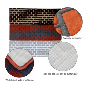 China Factory Custom Soft Microfiber Brick Pattern Water Absorb 2 Pcs Anti Slip <strong>Kitchen</strong> <strong>Floor</strong> Mat Set Rug <strong>Runner</strong> - Product Image 6